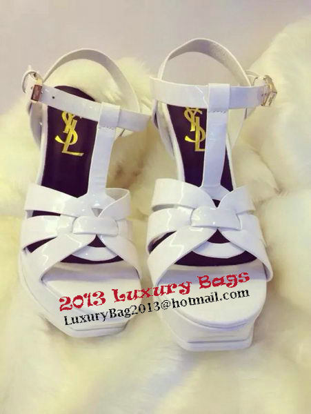 Yves Saint Laurent 130mm Pump Sandals Patent YSL265LWR White