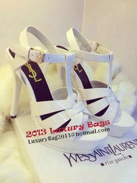 Yves Saint Laurent 130mm Pump Sandals Patent YSL265LWR White
