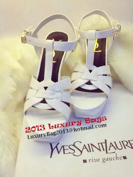 Yves Saint Laurent 130mm Pump Sandals Patent YSL265LWR White