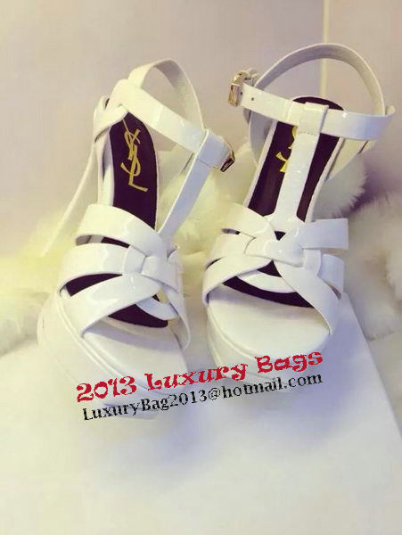 Yves Saint Laurent 130mm Pump Sandals Patent YSL265LWR White