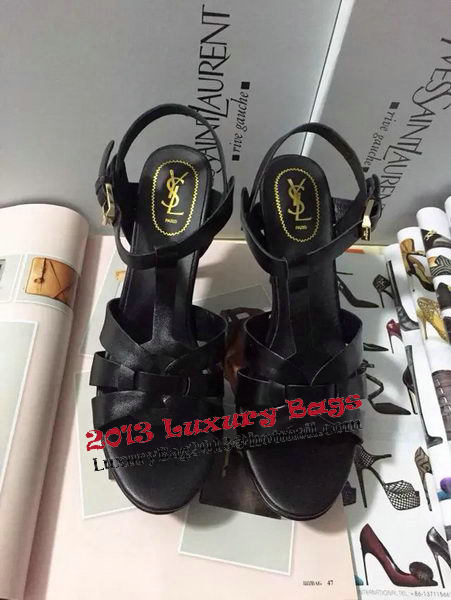 Yves Saint Laurent 130mm Pump Sandals Sheepskin YSL256LWR Black