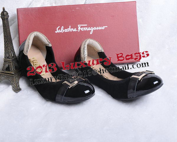 Ferragamo Ballerina Flat Suede Leather FL0579YF Black