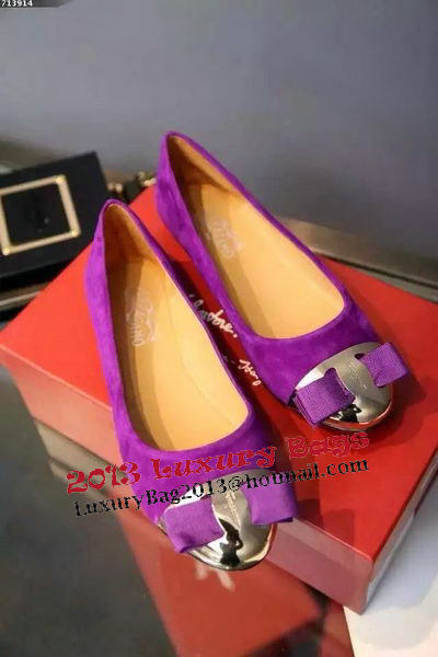 Ferragamo Ballerina Flat Suede Leather FL0599DON Purple