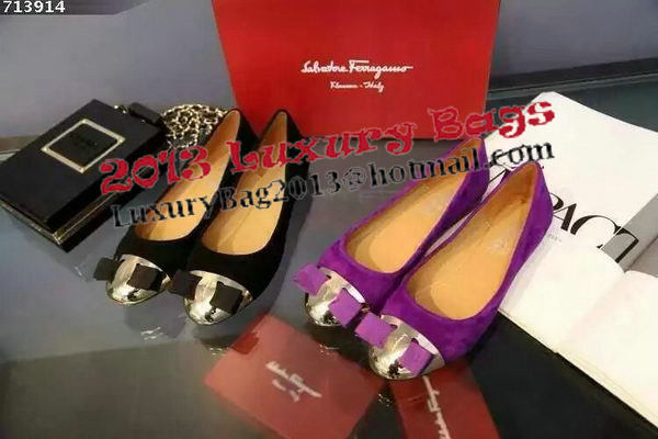 Ferragamo Ballerina Flat Suede Leather FL0599DON Purple