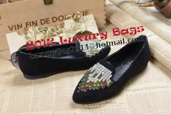 Roger Vivier Suede Leather Flat RV262YF Black