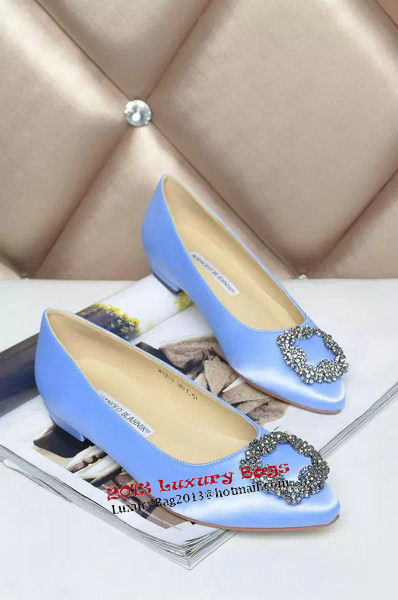 Manolo Blahnik Ballerina Satin Canvas MB077 Light Blue