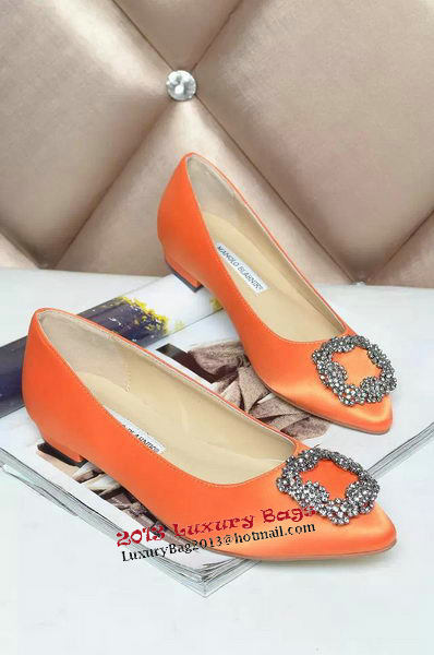 Manolo Blahnik Ballerina Satin Canvas MB077 Orange