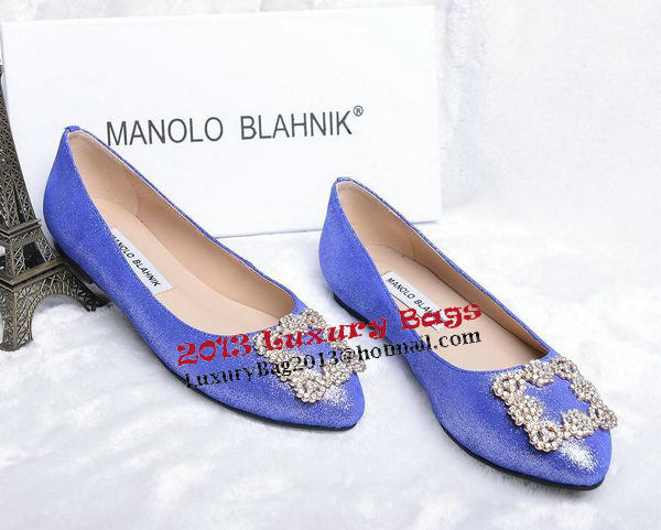 Manolo Blahnik Ballerina Satin Canvas MB088 Blue