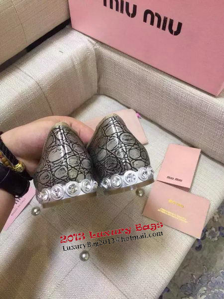 miu miu Flat Shoe Snake Leather MM338 Silver