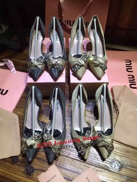 miu miu Point-Toe Flat MM338 Grey