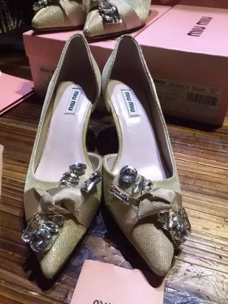 miu miu Point-Toe Flat MM338 Light Gold