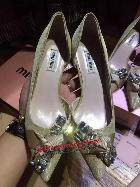 miu miu Point-Toe Flat MM338 Light Gold