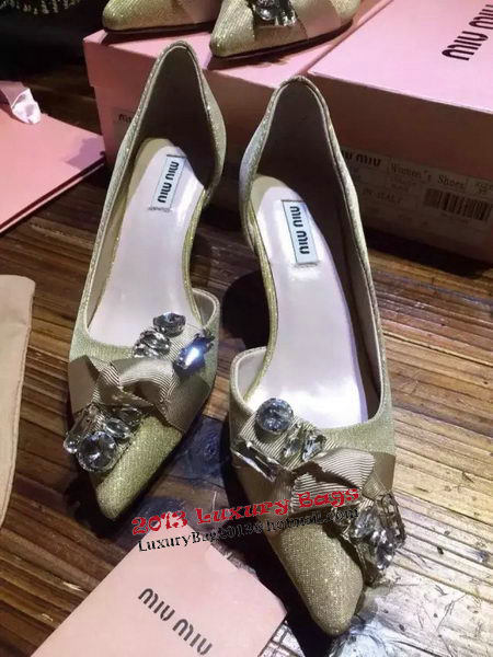 miu miu Point-Toe Flat MM338 Light Gold