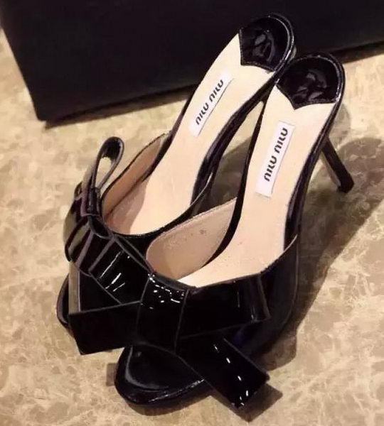 miu miu Sandal Patent Leather MM328 Black