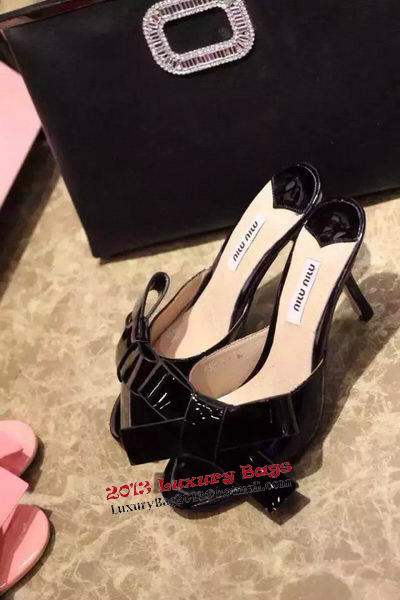 miu miu Sandal Patent Leather MM328 Black