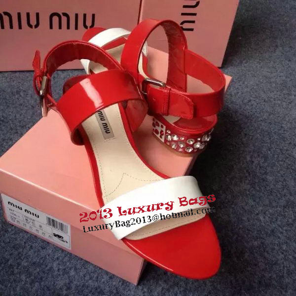 miu miu Sandal Patent Leather MM331 White&Red