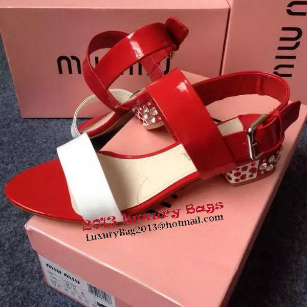 miu miu Sandal Patent Leather MM331 White&Red