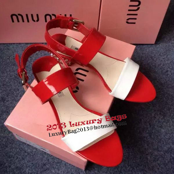 miu miu Sandal Patent Leather MM331 White&Red