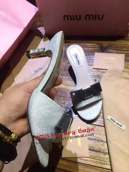 miu miu Slipper Leather MM339 Silver