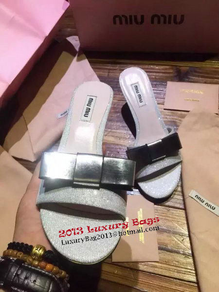 miu miu Slipper Leather MM339 Silver