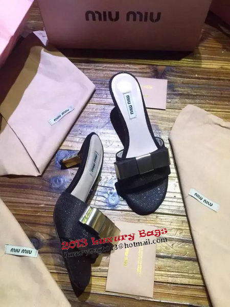 miu miu Slipper Leather MM340 Black