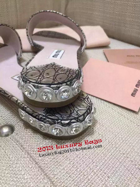 miu miu Slipper Snake Leather MM337 Silver