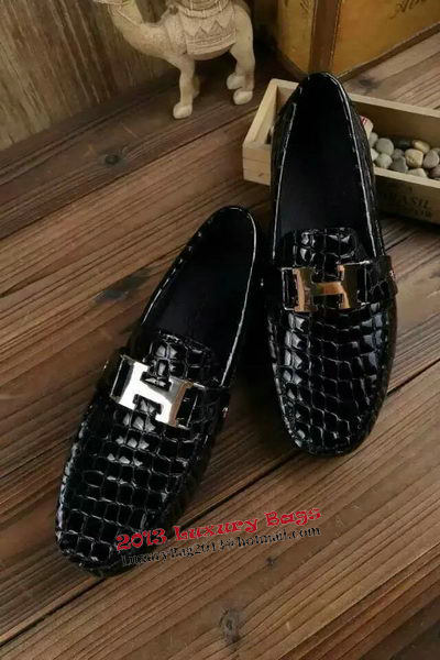 Hermes Casual Shoes Leather HO0495 Black