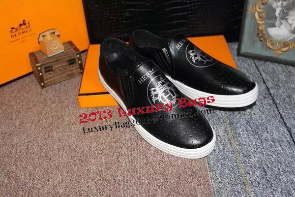 Hermes Casual Shoes Leather HO0497 Black