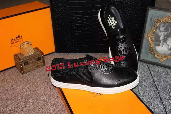 Hermes Casual Shoes Leather HO0497 Black