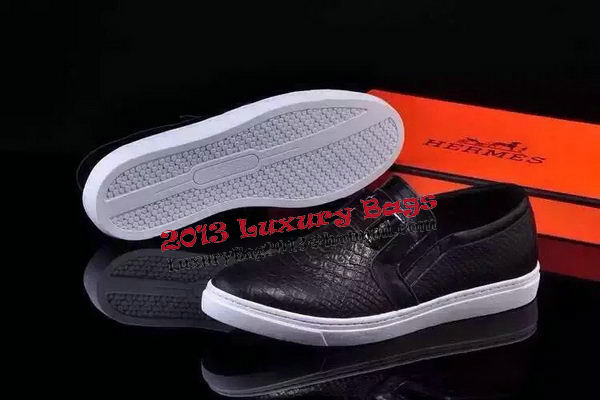 Hermes Casual Shoes Snake Leather HO0498 Black
