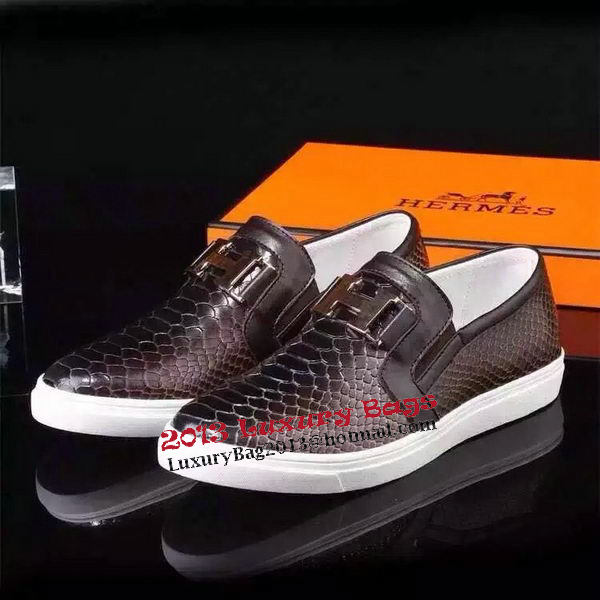 Hermes Casual Shoes Snake Leather HO0498 Brown