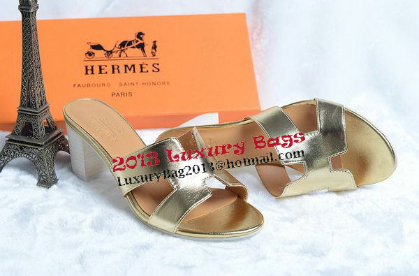 Hermes Sandals Leather HO0425 Gold