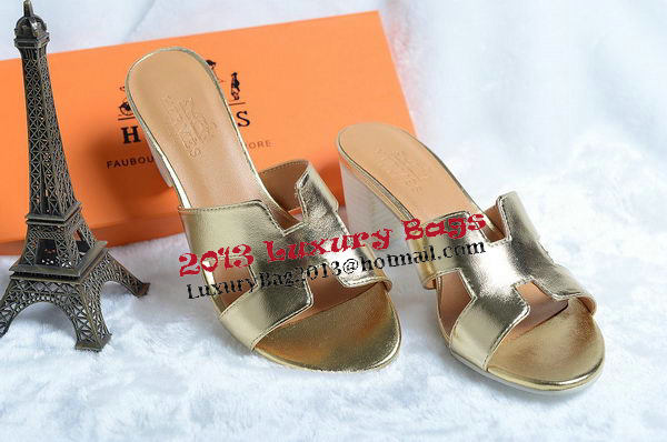 Hermes Sandals Leather HO0425 Gold