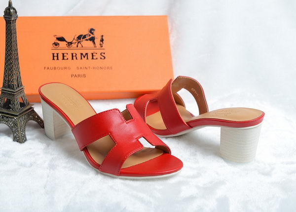 Hermes Sandals Leather HO0425 Red