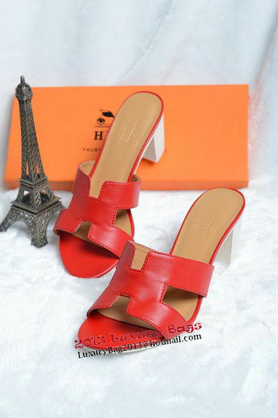 Hermes Sandals Leather HO0425 Red