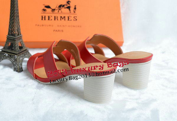 Hermes Sandals Leather HO0425 Red