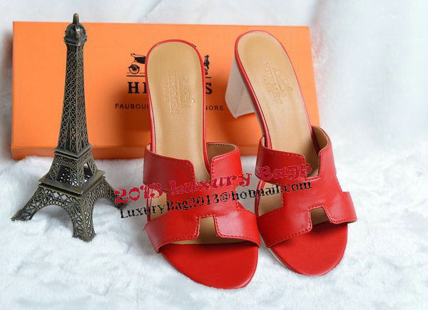 Hermes Sandals Leather HO0425 Red