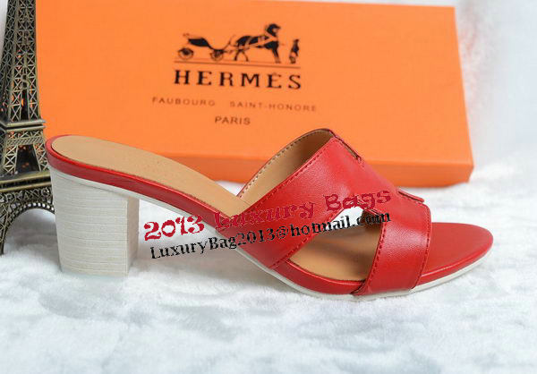 Hermes Sandals Leather HO0425 Red