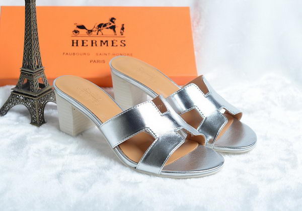 Hermes Sandals Leather HO0425 Silver