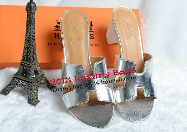 Hermes Sandals Leather HO0425 Silver