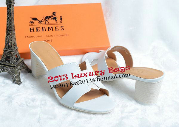 Hermes Sandals Leather HO0425 White