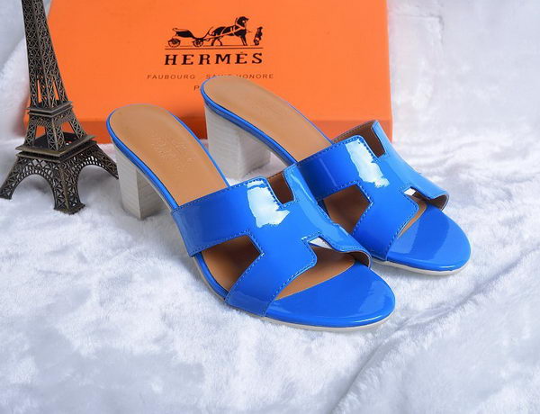 Hermes Sandals Patent Leather HO0438 Blue
