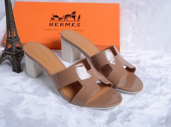 Hermes Sandals Patent Leather HO0438 Borwn
