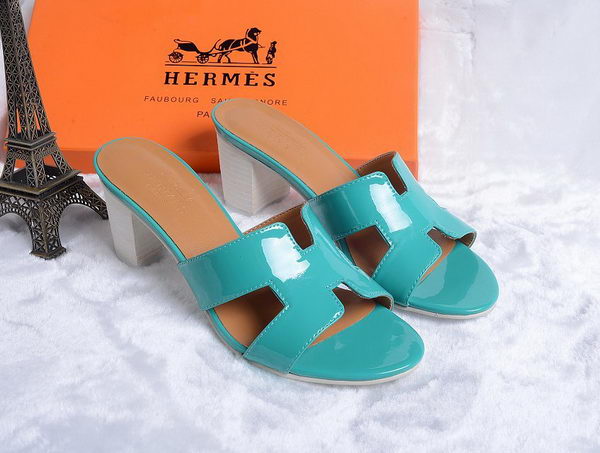 Hermes Sandals Patent Leather HO0438 Green