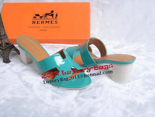 Hermes Sandals Patent Leather HO0438 Green