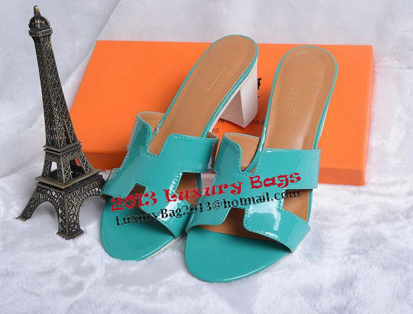 Hermes Sandals Patent Leather HO0438 Green