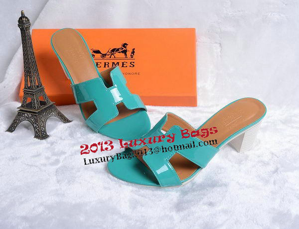 Hermes Sandals Patent Leather HO0438 Green