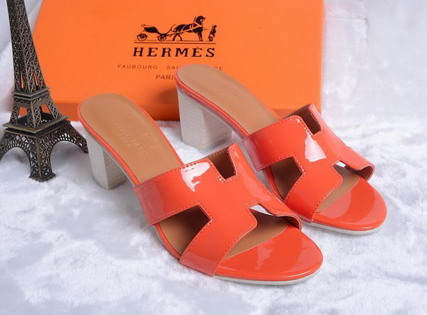Hermes Sandals Patent Leather HO0438 Orange
