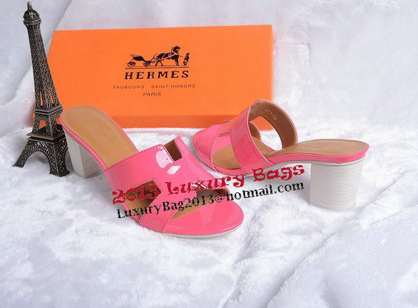 Hermes Sandals Patent Leather HO0438 Rose