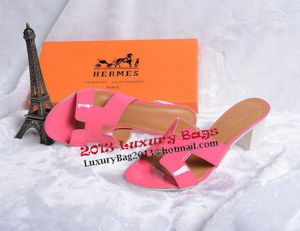 Hermes Sandals Patent Leather HO0438 Rose